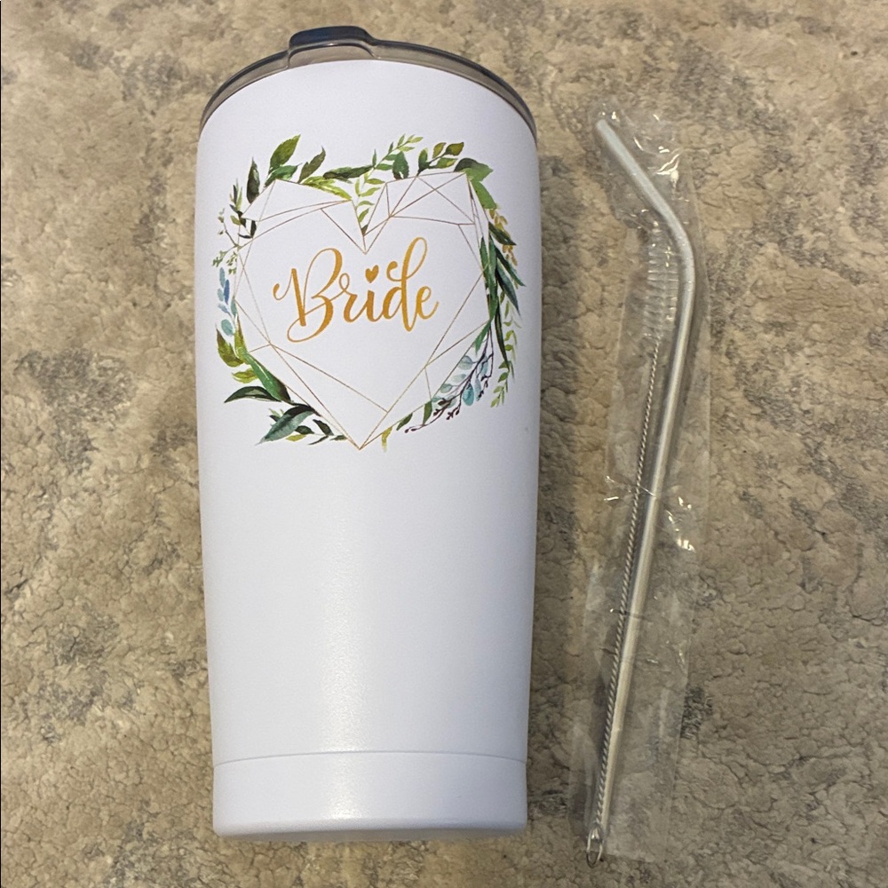 White Bride Tumbler with Straw